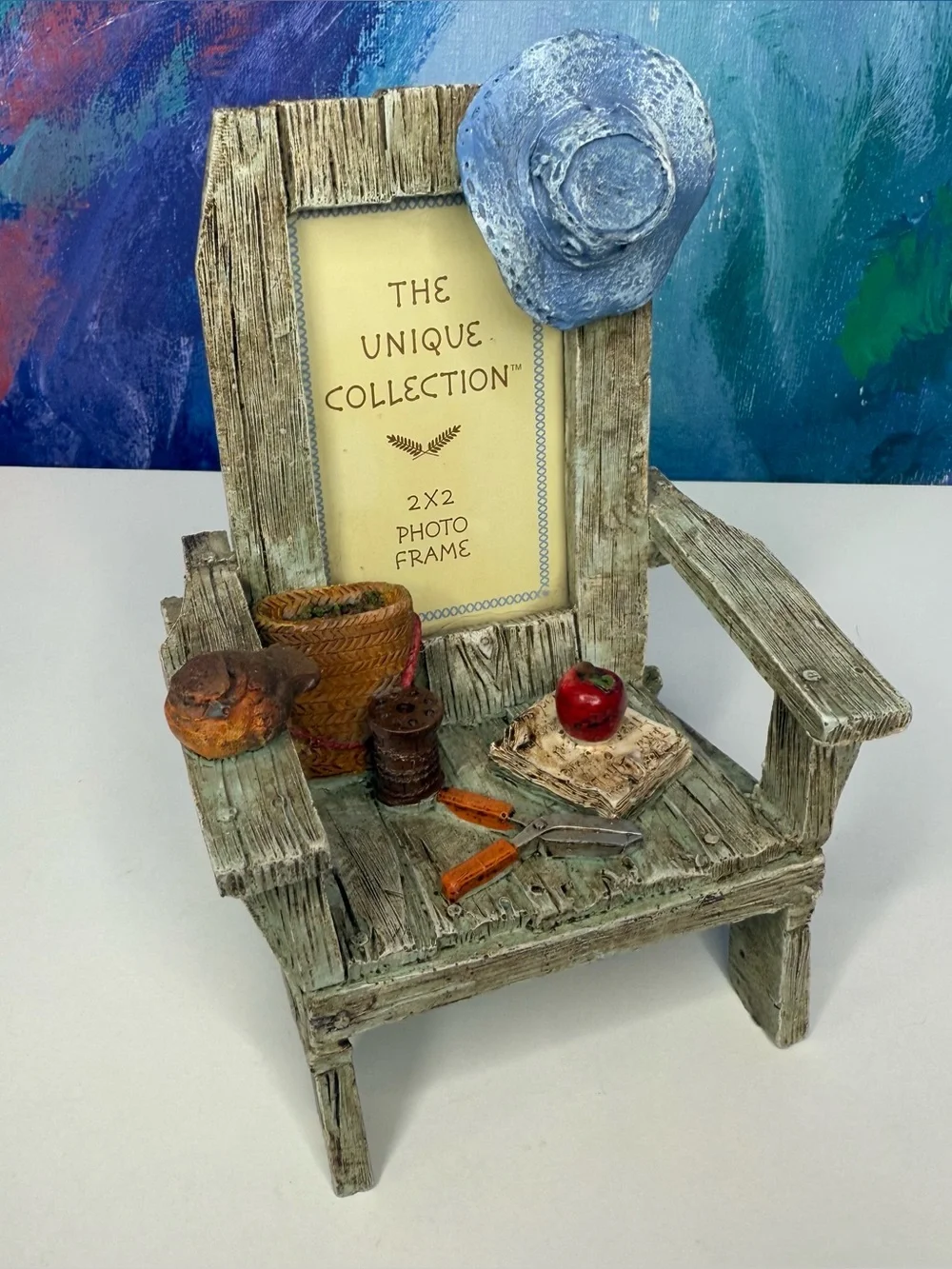 Gardening Chair Picture Frame Adirondack Beach Backyard Mini 2x2 Photo Vintage